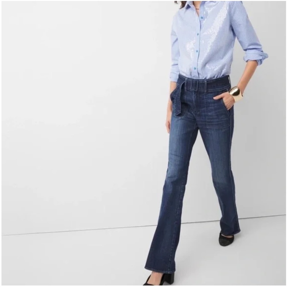 WHBM extra high rise skinny flare everyday soft jeans Sz 2